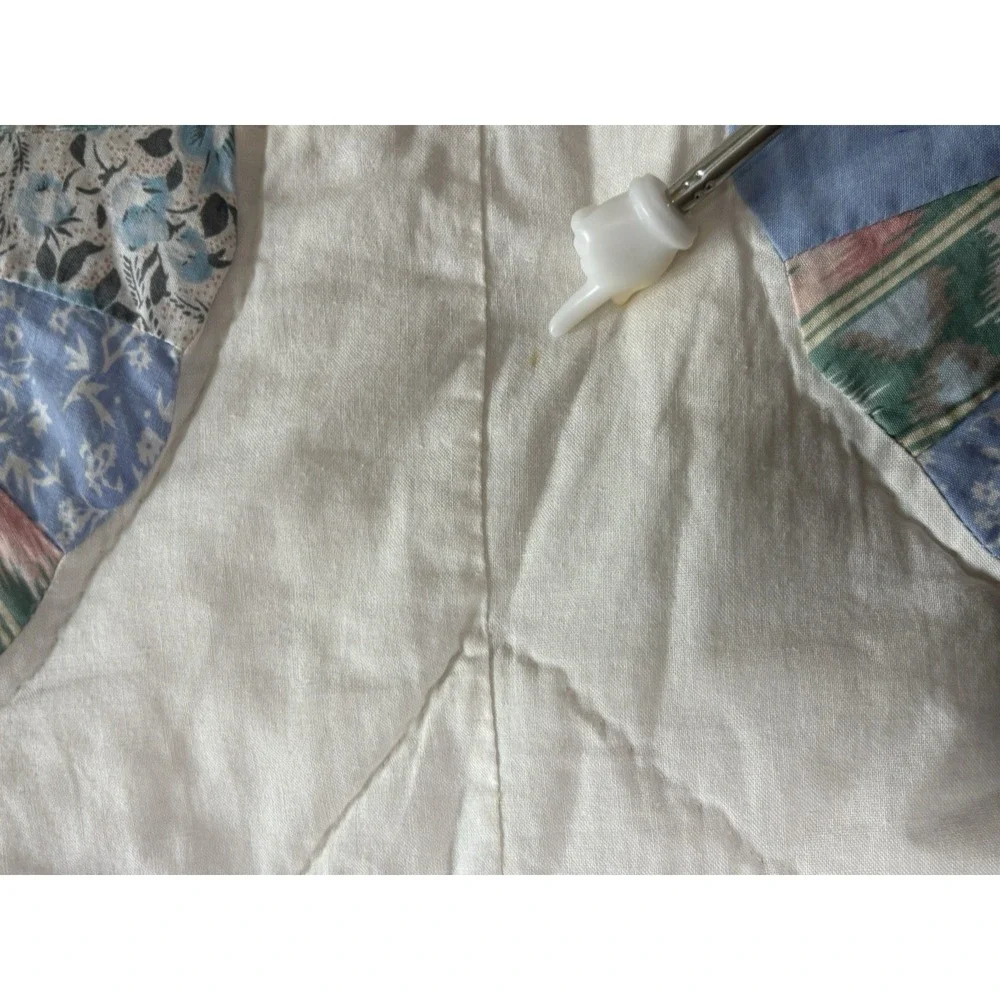 Blue Floral Dresden Plate Quilt Vintage‎ Handmade Patchwork 80x80 Full/Queen